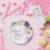 ミスター・アンド・ミセス・ブルーミング植物紫色のフローラ結婚ズ ペーパープレート (パーティー)