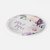 ミスター・アンド・ミセス・ブルーミング植物紫色のフローラ結婚ズ ペーパープレート (アングル)