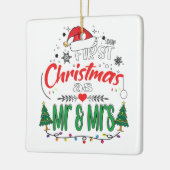 ミスター・アンド・ミセス・マッチング・カップルとしての初めてのクリスマス セラミックオーナメント (左)