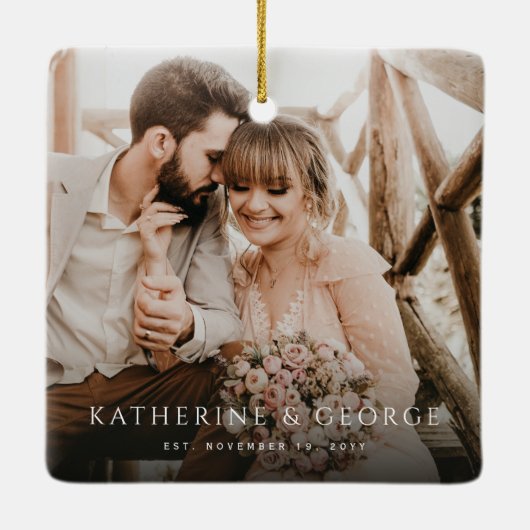 ミスター・アンド・ミセス・メリーリーEver After Mixモダンタイポグラフィ セラミックオーナメント (裏面)