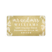 ミスター・アンド・ミセス・モノグラム金ゴールドホリデイ差出人住所 ラベル (正面)
