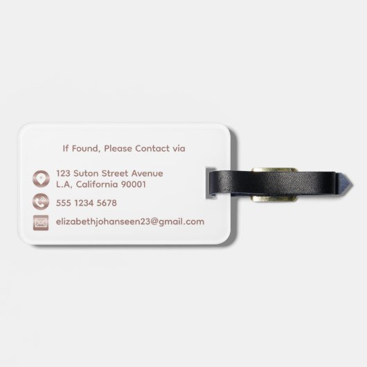 ミスター・アンド・ミセス・モノグラム・ホワイト・ローズ・金ゴールド結婚の新婚 ラゲッジタグ (裏面横)