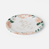 ミスター・アンド・ミセス・ロマンティック・ガーデン・ピーチ結婚フローラ ペーパープレート (アングル)