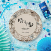 ミスター・アンド・ミセス・ヴィンテージ・レース素朴ズ結婚 ペーパープレート (パーティー)