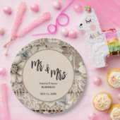 ミスター・アンド・ミセス・ヴィンテージ・レース素朴ズ結婚 ペーパープレート (パーティー)