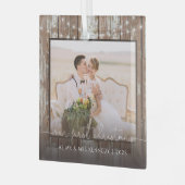 ミスター・アンド・ミセス・初めてのクリスマスズ素朴・ウッド・アンド・ライト ガラスオーナメント (正面左)