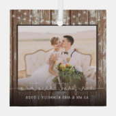 ミスター・アンド・ミセス・初めてのクリスマスズ素朴・ウッド・アンド・ライト ガラスオーナメント (裏面)