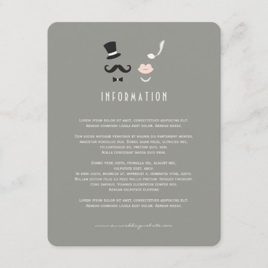 ミスター・アンド・ミセス・口ひげとリップ・ヴィンテージ・シック結婚ズ エンクロージャーカード (正面)