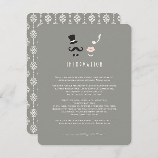 ミスター・アンド・ミセス・口ひげとリップ・ヴィンテージ・シック結婚ズ エンクロージャーカード (正面/裏面)