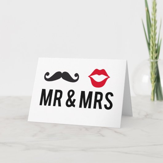 ミスター・アンド・ミセス、口ひげと赤い唇 カード (正面)