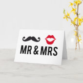 ミスター・アンド・ミセス、口ひげと赤い唇 カード (黄色い花)