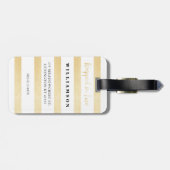ミスター・アンド・ミセス |白スタイリッシュと金ゴールドの新ストライプ婚 ラゲッジタグ (裏面横)