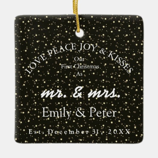 ミスター・アンド・ミセス・結婚したクリスマス セラミックオーナメント (正面)