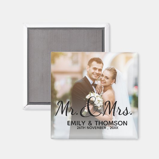 ミスター・アンド・ミセス | 結婚s |フォトカスタムスクエアマグネット マグネット (正面/裏面)