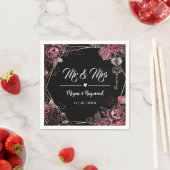 ミスター・アンド・ミセス |黒いバラフローラゴシック結婚ズ スタンダードカクテルナプキン (インサイチュ)