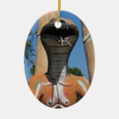 ミスター・スネーク赤コブラ頭…仏教地獄 セラミックオーナメント (正面)