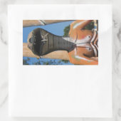 ミスター・スネーク赤コブラ頭…仏教地獄 長方形シール (バッグ)