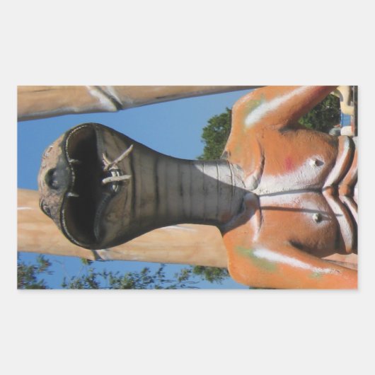 ミスター・スネーク赤コブラ頭…仏教地獄 長方形シール (正面)