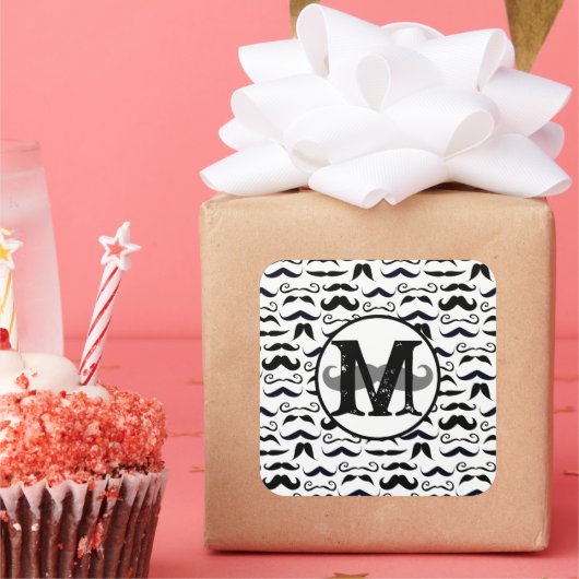 ミスター・ヒップスター・ムスタッシュヴィンテージレトロ スクエアシール (パーティー)