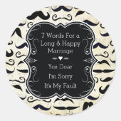 ミスター・ヒップスター・ムスタッシュヴィンテージレトロ ラウンドシール (正面)