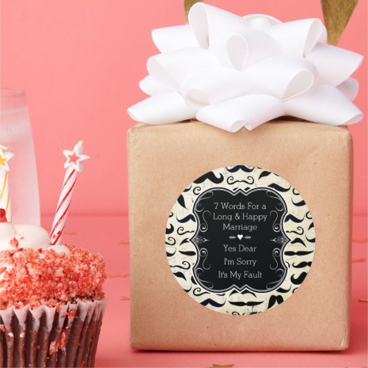 ミスター・ヒップスター・ムスタッシュヴィンテージレトロ ラウンドシール (パーティー)