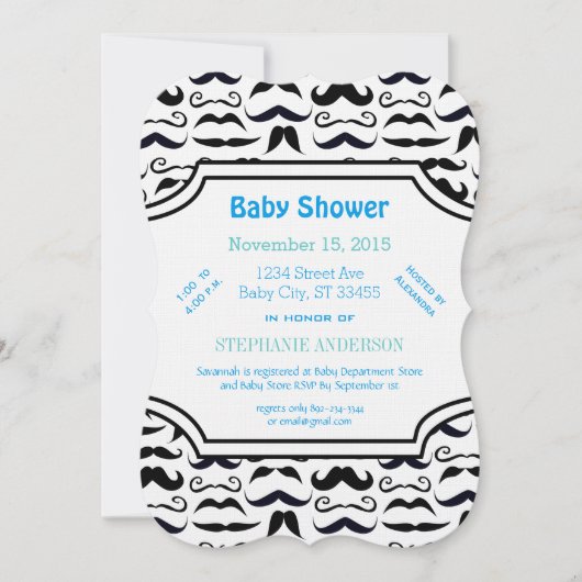 ミスター・ヒップスター・ムスタッシュヴィンテージレトロ 招待状 (正面)