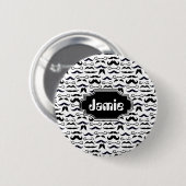 ミスター・ヒップスター・ムスタッシュヴィンテージレトロ 缶バッジ (正面&裏面)