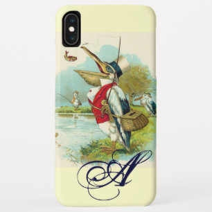 ミスター・ペリカン・魚釣り・モノグラム・クリーム iPhone XS MAXケース