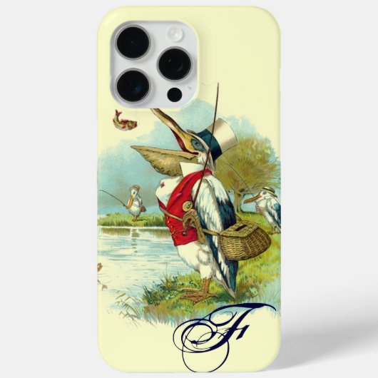 ミスター・ペリカン・魚釣り・モノグラム・クリーム Case-Mate iPhoneケース (裏面)