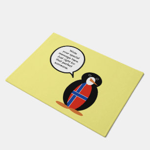 ミスター・ペンギンを話すノルウェー国旗 ドアマット