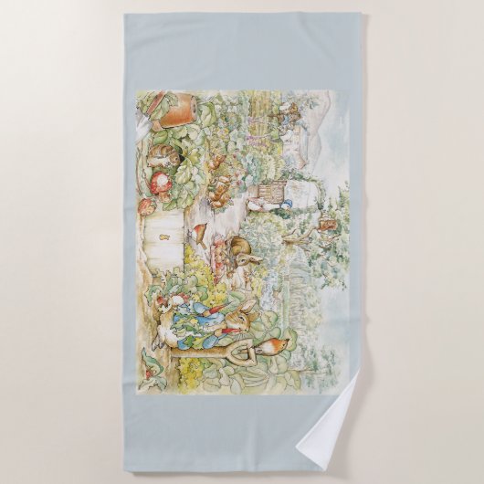 ミスター・マクレガーの庭のウサギのピーター ビーチタオル (正面)