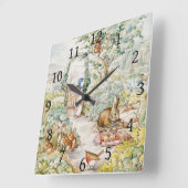 ミスター・マクレガーの庭のジェミマ・パドル・ダック スクエア壁時計 (傾斜)