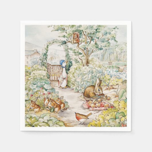 ミスター・マクレガーの庭のジェミマ・パドル・ダック スタンダードカクテルナプキン (正面)