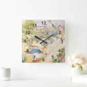 ミスター・マクレガーの庭のピーター・ウサギ スクエア壁時計 (ホーム)