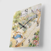 ミスター・マクレガーの庭のピーター・ウサギ スクエア壁時計 (傾斜)