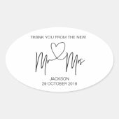 ミスター&ミセスありがとうご婚礼お願いシール 楕円形シール (正面)
