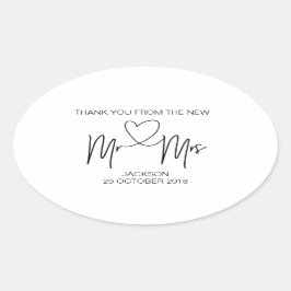 ミスター&ミセスありがとうご婚礼お願いシール 楕円形シール