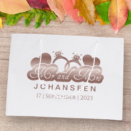 ミスター&ミセスエレガントバラクラシックゴールドフォイル新婚 ラージペーパーバッグ