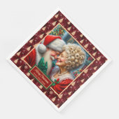 ミスター&ミセスクロースホリデーナプキンズレッド金ゴールドグリーン (コーナー)