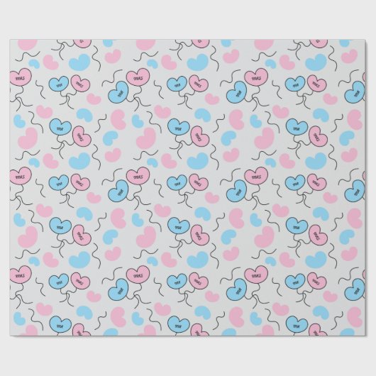 ミスター&ミセスバルーン ウェディングシャワーギフト シームレス ラッピングペーパー (フラット)