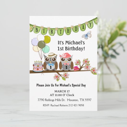 ミスター&ミセスパーティーフールズ第1誕生日招待状 招待状 (スタンド正面)