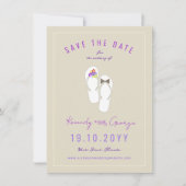 ミスター&ミセスビーチサンダルデイジービーチ結婚式写真 セーブザデート (正面)