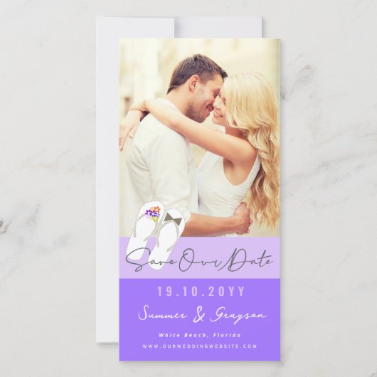 ミスター&ミセスビーチサンダルデイジービーチ結婚式写真 セーブザデート (正面)