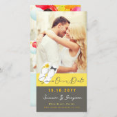 ミスター&ミセスビーチサンダルハイビスカスビーチ結婚式写真 セーブザデート (正面/裏面)