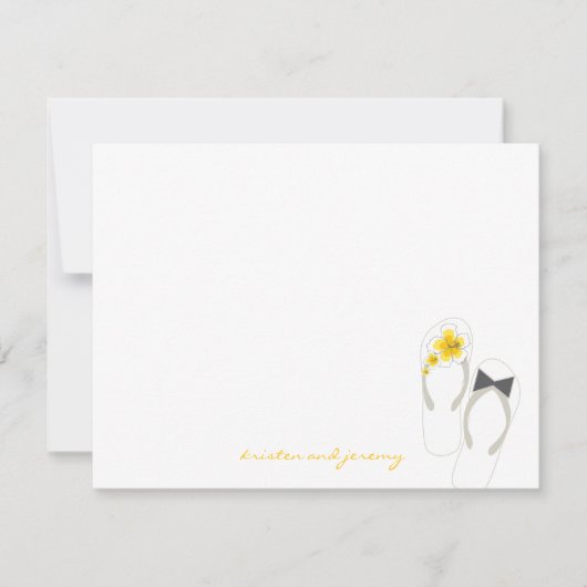 ミスター&ミセスビーチサンダルビーチ結婚式サンキューカード サンキューカード (正面)