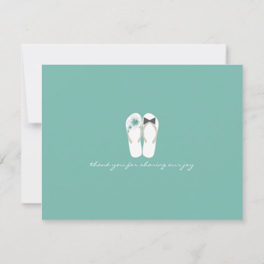 ミスター&ミセスビーチサンダルビーチ結婚式サンキューカード サンキューカード (裏面)