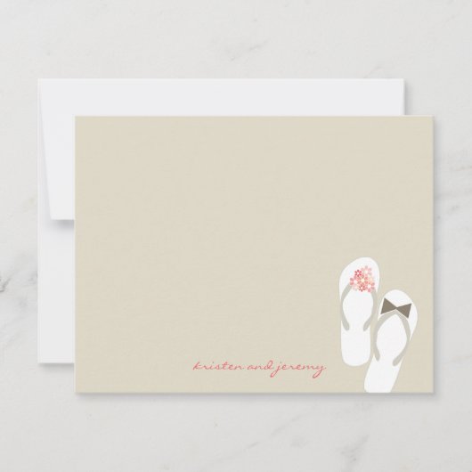 ミスター&ミセスビーチサンダルビーチ結婚式サンキューカード サンキューカード (正面)