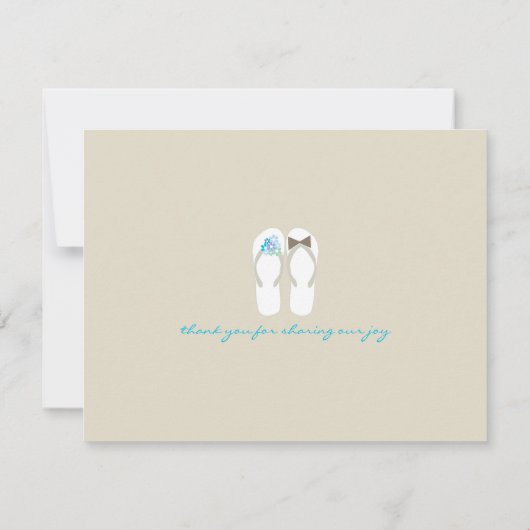 ミスター&ミセスビーチサンダルビーチ結婚式サンキューカード ノートカード (裏面)