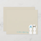 ミスター&ミセスビーチサンダルビーチ結婚式サンキューカード ノートカード (正面/裏面)