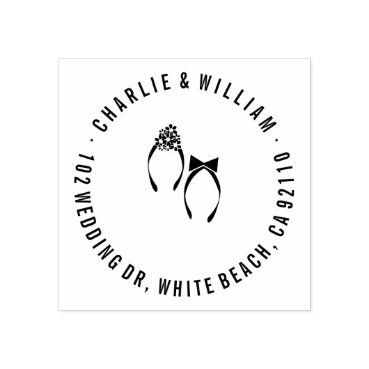 ミスター&ミセスビーチサンダルビーチ結婚式スタンプ ラバースタンプ (インプリント)